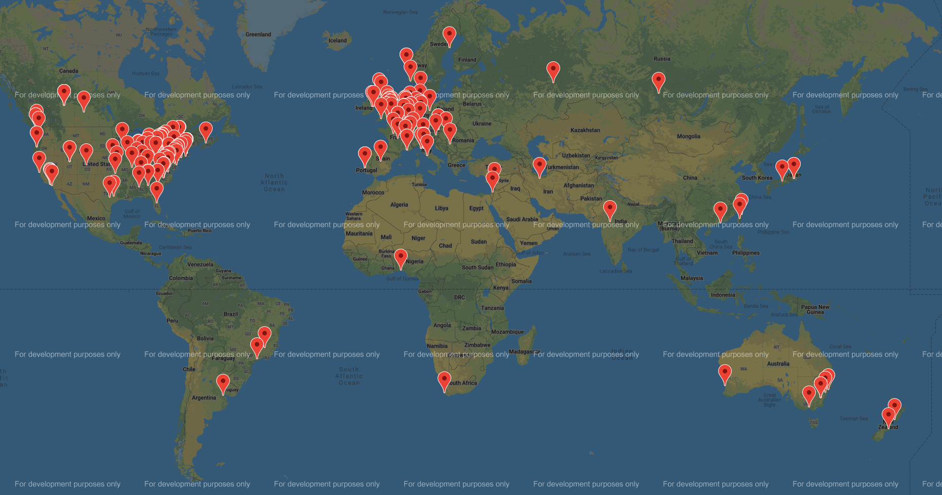 Global distribution of DH centres. Source: DH centerNet