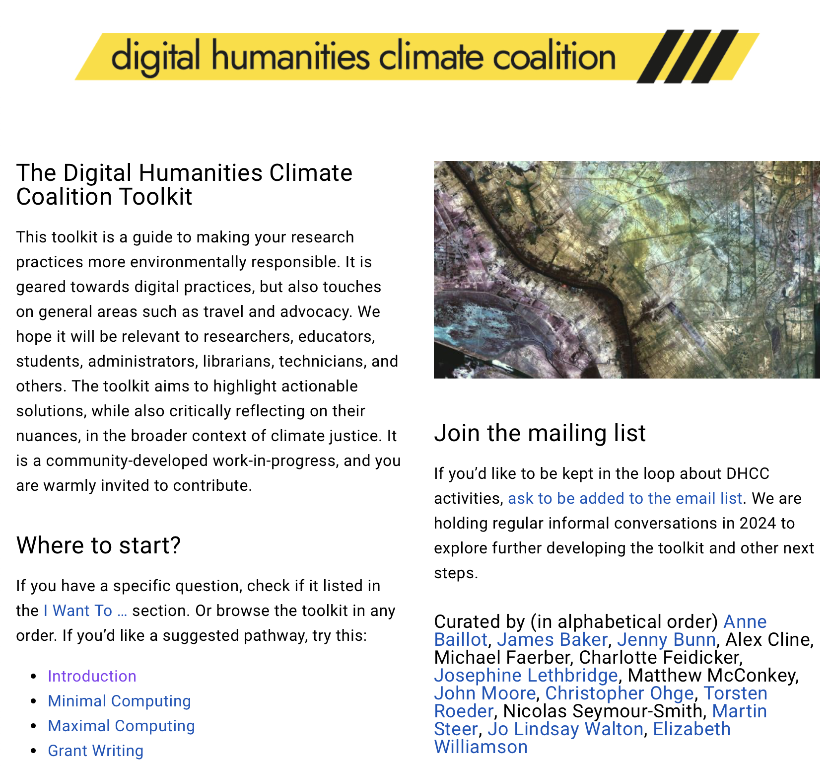Webseite des DHCC Toolkit