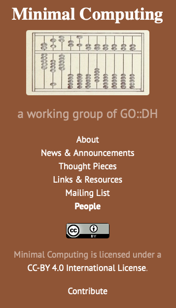 Webseite der GO::DH working group zu minimal computing