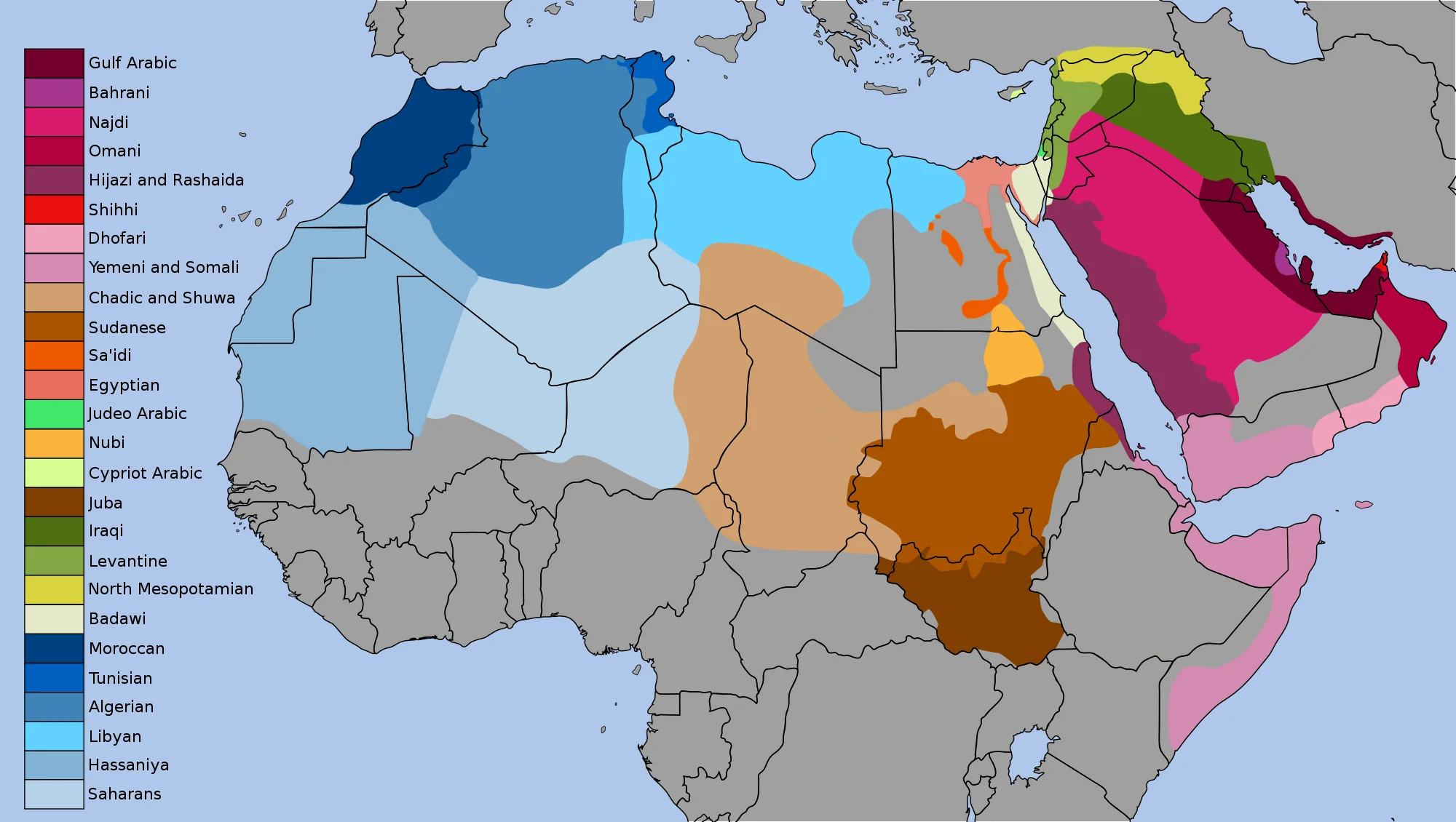 Map of Arabic dialects. Source: reddit